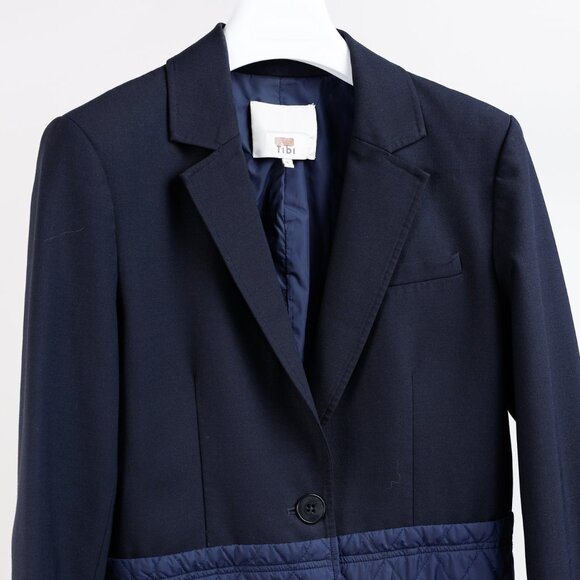 Tibi Quilted Combo Navy Blazer Jacket - Picture 4 of 12